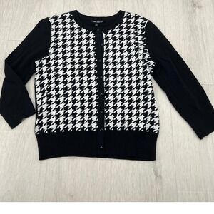 Cable & Gauge Houndstooth Cardigan Sweater Medium Academia Corpcore Preppy
